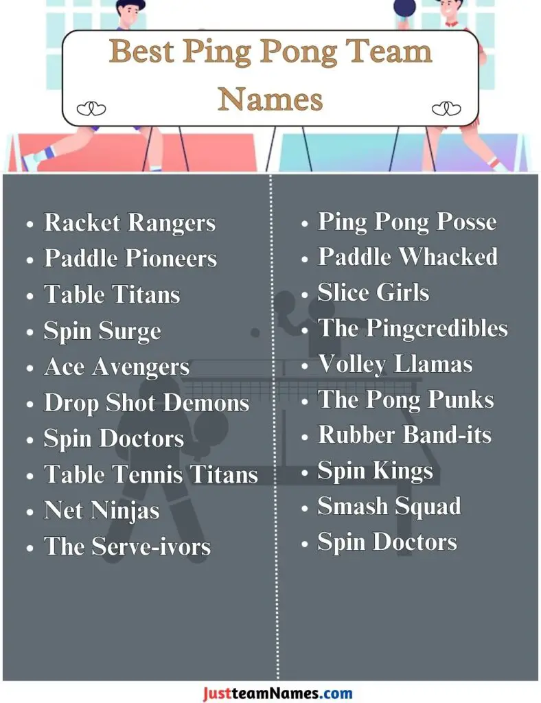 Best Ping Pong Team Names