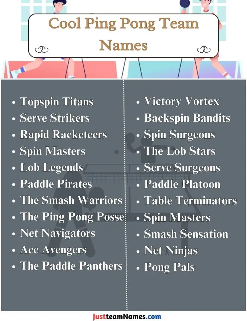 Cool Ping Pong Team Names