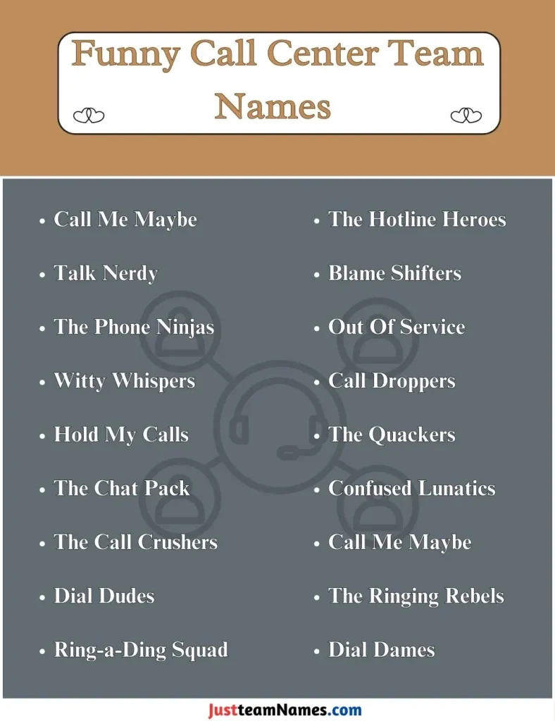 Funny Call Center Team Names 