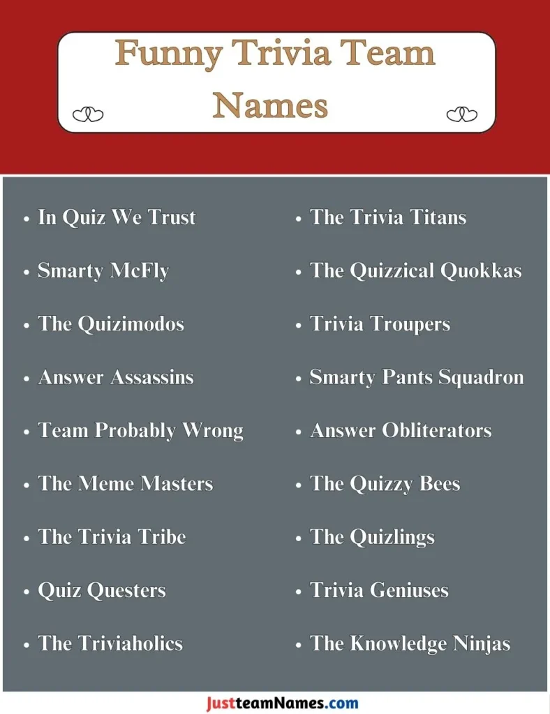 Funny  Names for Trivia Team