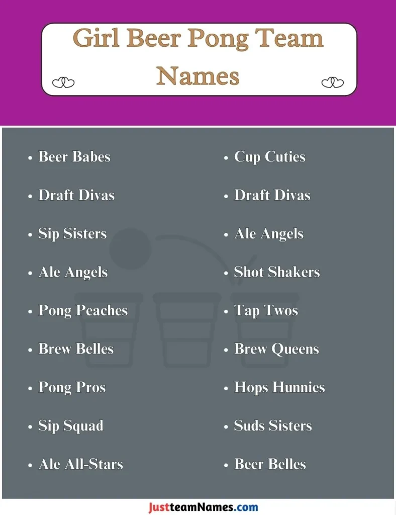 Girl Beer Pong Team Names