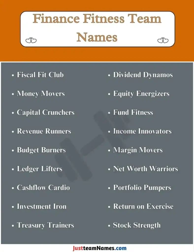 Finance Fitness Team Names